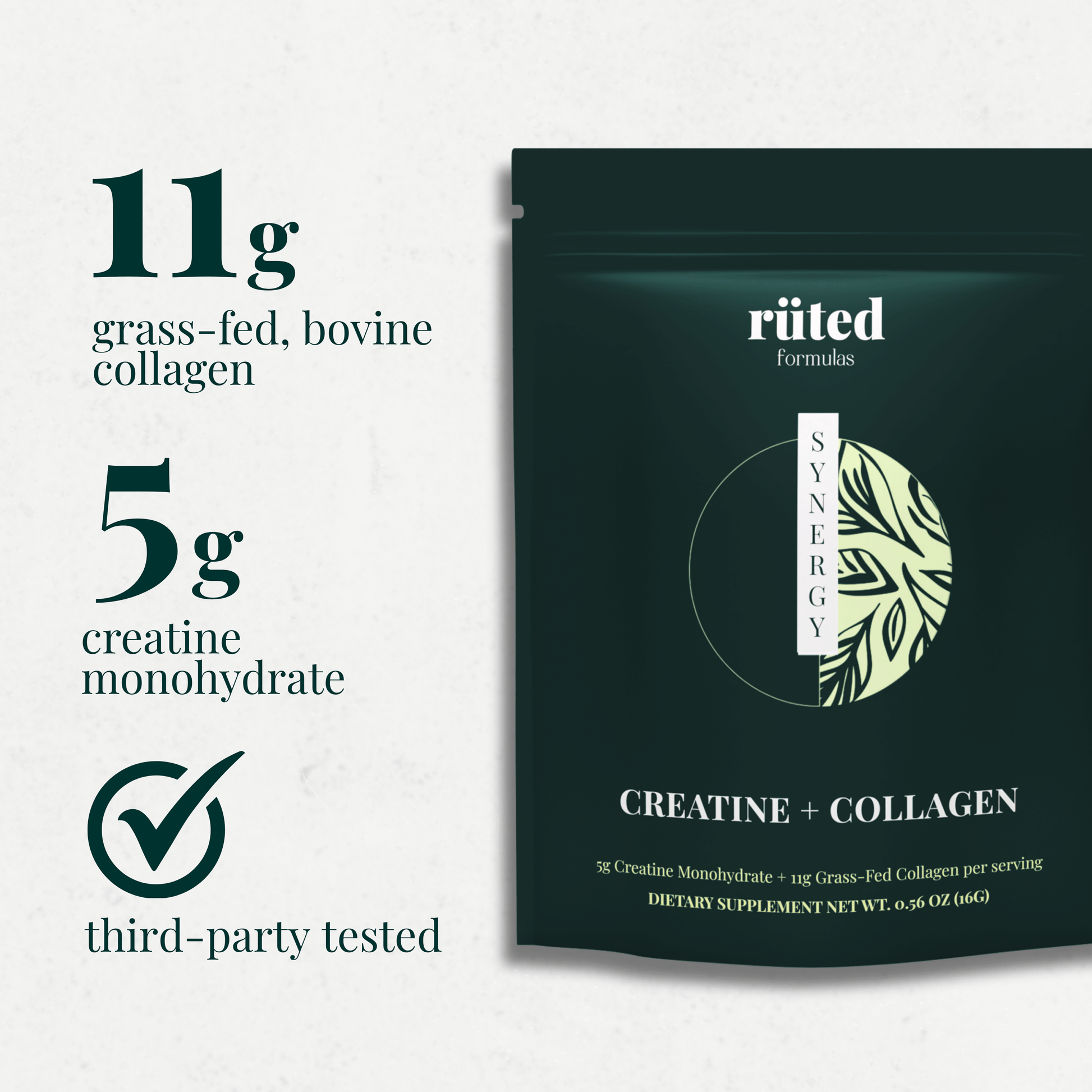 Supplement package with rüted branding and nutritional information on a white background