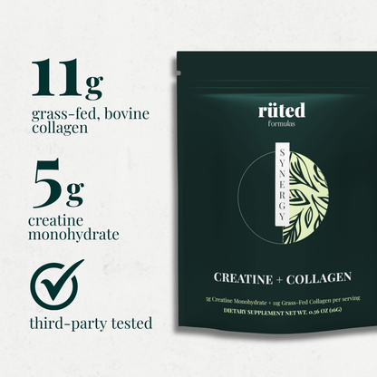 Supplement package with rüted branding and nutritional information on a white background